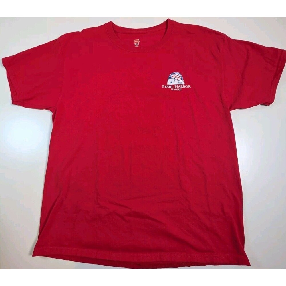Pearl Harbor Hawaii Shirt Mens Large Red USS Arizona Short Sleeve Hanes Tagless